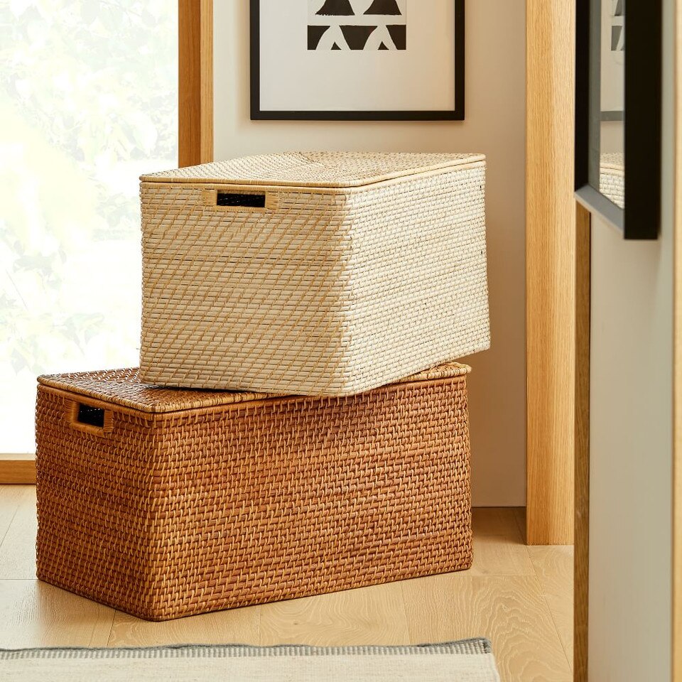 Modern Weave Lidded Storage Baskets West Elm United Kingdom
